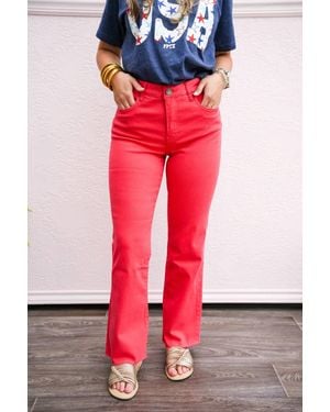 Kut From The Kloth Kelsey High Rise Ankle Flare Jeans - Red