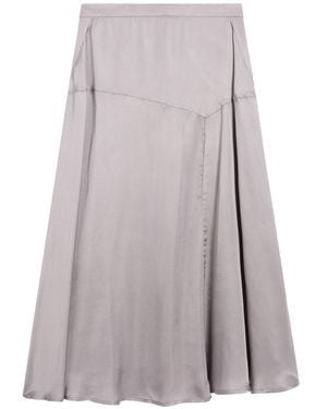Pence A-Line Fabric Midi Skirt - Gray
