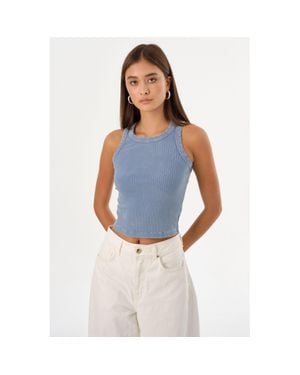 Lamarque Vicki Rib Knit Tank Top - Blue