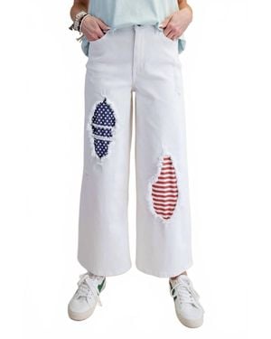 Easel Patriotic Pant - White