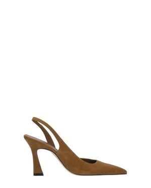 Stuart Weitzman Vinnie 85 Suede Slingback Pumps - Brown