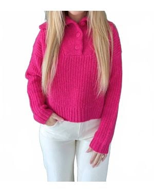 Lili Sidonio Chunky Varsity Collar Sweater - Pink