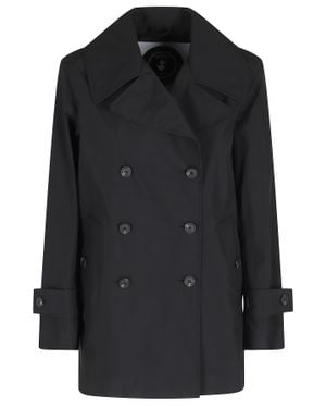 Save The Duck Sofi Double-Breasted Wide Lapels Polyester Trench Coat - Black