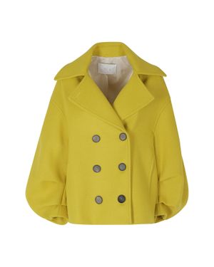 Tela Seth Oversized Double-Breasted Wool-Blend Jacket - Yellow