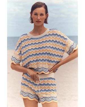 LSPACE Sun Chaser Crochet Crop Top - Gray