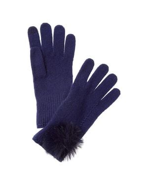 Hannah Rose Scallop Cashmere Gloves - Blue