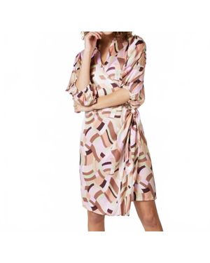 EsQualo Gena Geometric Overlay Dress - Pink
