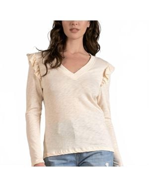 Elan Ruffle Sleeve Top - Natural