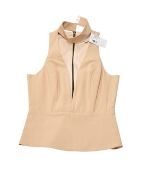 Michelle Mason Plunge Choker Sleeveless Top - Natural