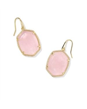Kendra Scott Daphne Pave Frame Drop Earrings - Pink