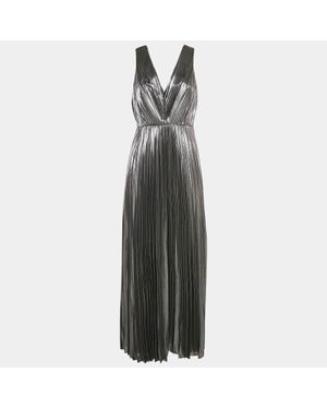 Aidan Mattox Plisse Sleeveless Maxi Dress - Gray