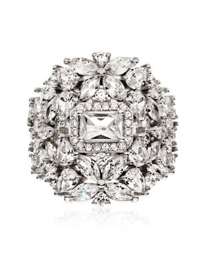 Ross-Simons Italian Cz Floral Ring - White