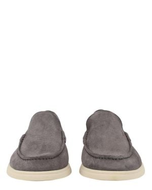 BOSS Cow Suede Textured Loafers - Brown