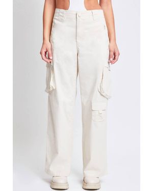 YMI High Rise Cargo Jeans - White