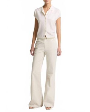 Vince Italian Stretch Cotton Flare Pants - Natural