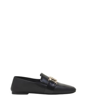 Lanvin Logo Plaque Flat Leather Slippers - White
