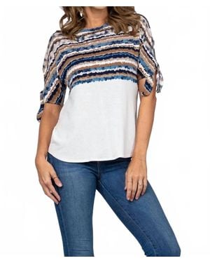 Collective Rack Print Contrast Top - Blue