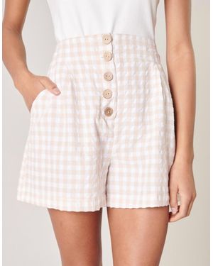 Sugarlips Piedra Gingham High Waisted Shorts - White