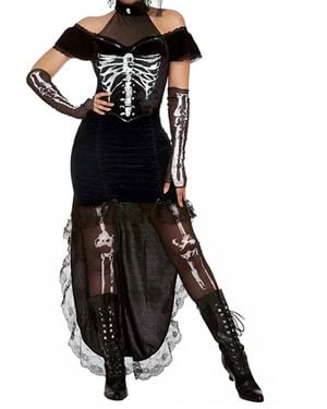 Dreamgirl Madame Skeleton Costume Dress - Black