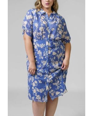 Mar Clip Dot Shirtdress - Blue