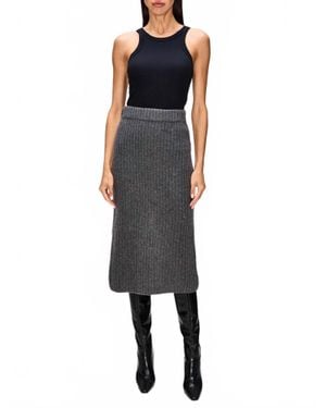 The Elder Statesman Ribbed Pencil Skirt - Blue