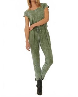 Promesa Mineral Washed Finish Knit Jumpsuit - Green