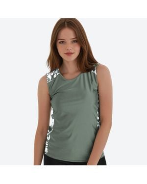 Calypsa Loose Fit Tankini Maya Swim Top - Green