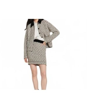 Sandro Short Lurex Jacquard Knit Skirt - Black