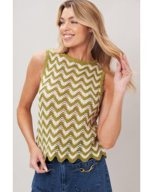 TRUEDAMES Sunset Stitch Crochet Knit Top - Multicolor