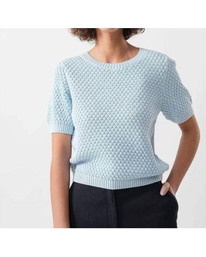 Ouí Short Sleeve Relaxed Sweater - Blue
