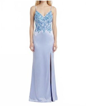 Faviana Classy V Neck Prom Dress - Blue