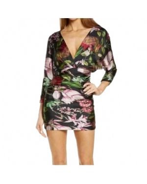 Katie May La Garden Floral Mic Drop Mini Dress - Black