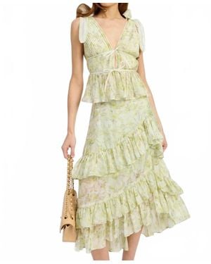 En Saison Claire Tiered Midi Skirt - Yellow