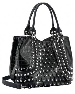 Handbag Express Super Studded Fashion Handbag - Black