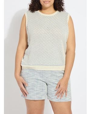 Lyssé Claire Textured Mesh Sweater Shell Curvy - Gray