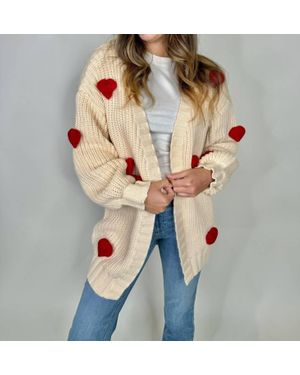 Aaron & Amber 3D Heart Cardigan - Natural