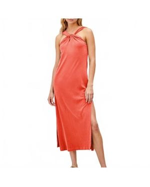 Sundry Keyhole Midi Dress - Red