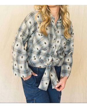 Ivy Jane Plaid Tie Top - Blue