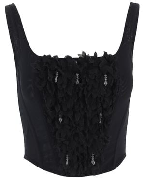 IANIRA MEDA Beaded Lycra-Blend Tank Top - Black