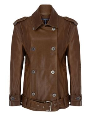 Zeynep Arcay Oversized Leather Biker Jacket - Brown
