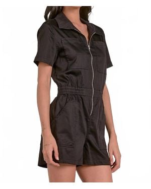 Elan Isla Zip Up Romper - Black