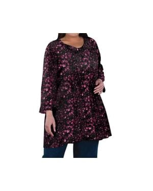On The Plus Side Aurora Pleated Tunic - Blue