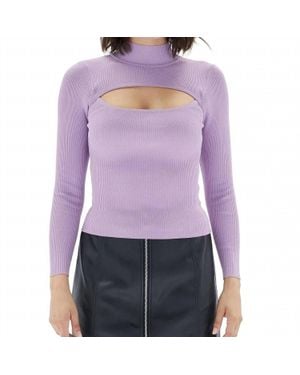 MINKPINK Cutout Mockneck Top - Purple