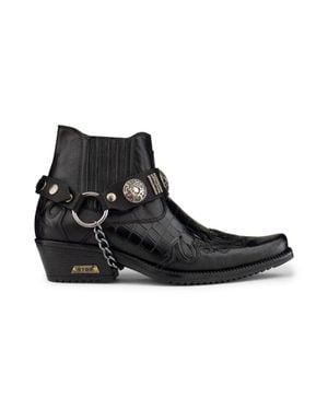 Infinity Leather Leather Western Winklepicker Gothic Boots - Black
