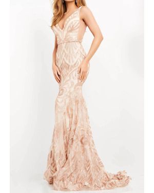 Jovani Sequin Embellished Gown - Natural