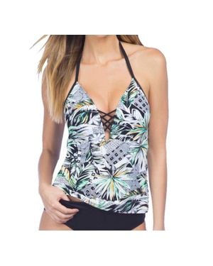 Kenneth Cole Push Up Halter Tankini Top - Blue