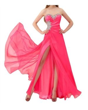 Angela & Alison Floor Length Prom Dress - Pink