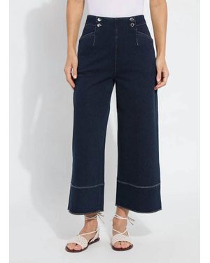 Lyssé Dion Sailor Crop Palazzo Denim Jeans - Blue