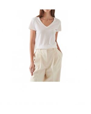 Patrick Assaraf Lightweight Pima Cotton V-Neck Top - Natural