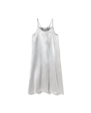 PJ Harlow Ruby Satin Knee Length Gown With Spaghetti Straps & Gathered Back - Gray
